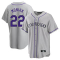 Tlead C.Rockies #22 Mickey Moniak Player Gray Game Home Stitched Jerseys