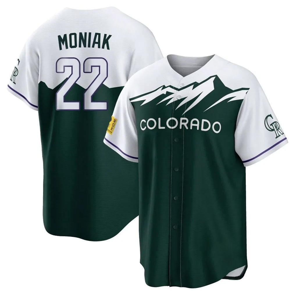 Tlead C.Rockies #22 Mickey Moniak Player Green City Connect Home Game Stitched Jerseys
