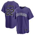 Tlead C.Rockies #22 Mickey Moniak Player Purple Game Home Stitched Jerseys