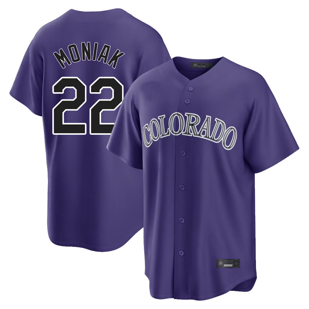 Tlead C.Rockies #22 Mickey Moniak Player Purple Game Home Stitched Jerseys