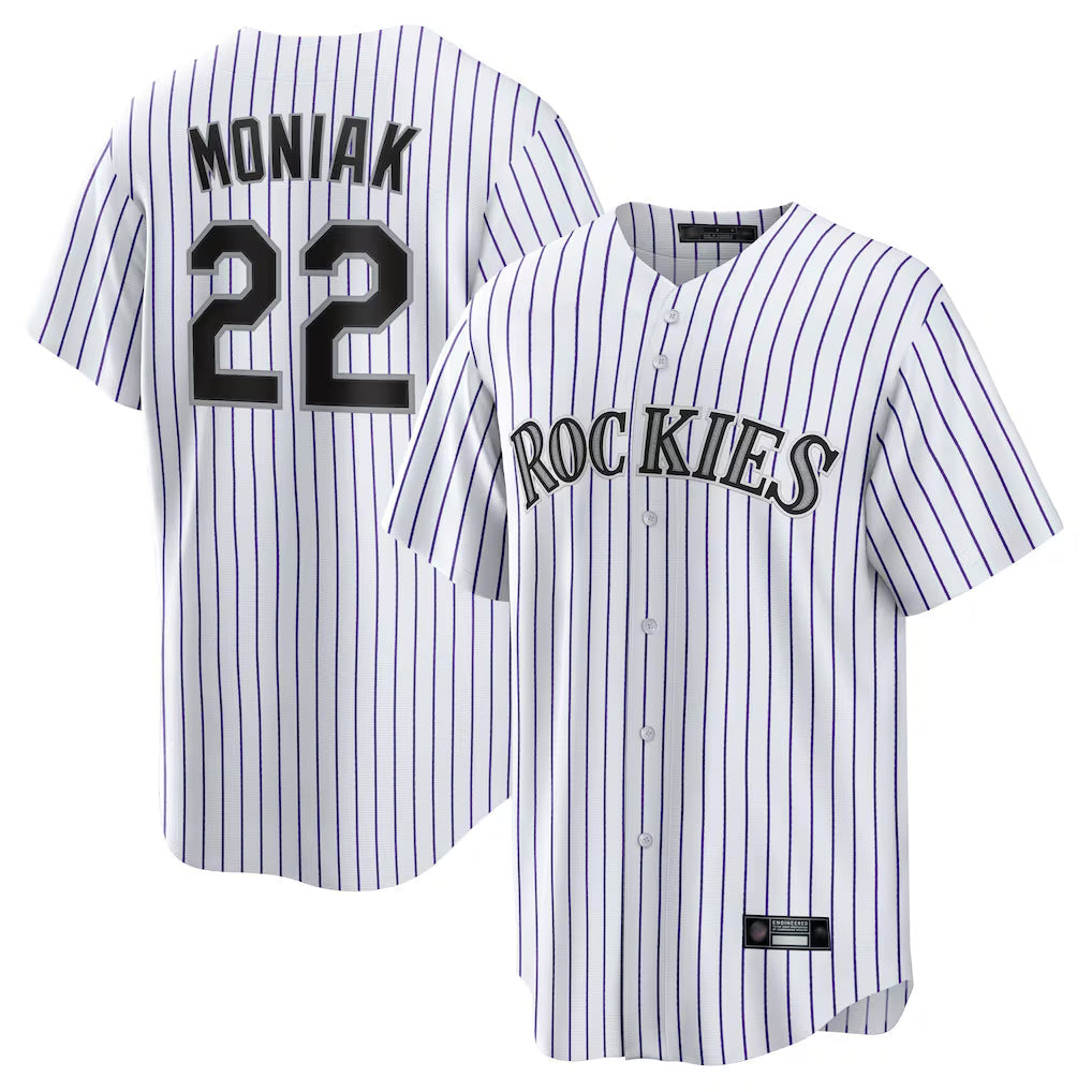Tlead C.Rockies #22 Mickey Moniak Player White Game Home Stitched Jerseys