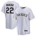 Tlead C.Rockies #22 Mickey Moniak Player White Game Home Stitched Jerseys