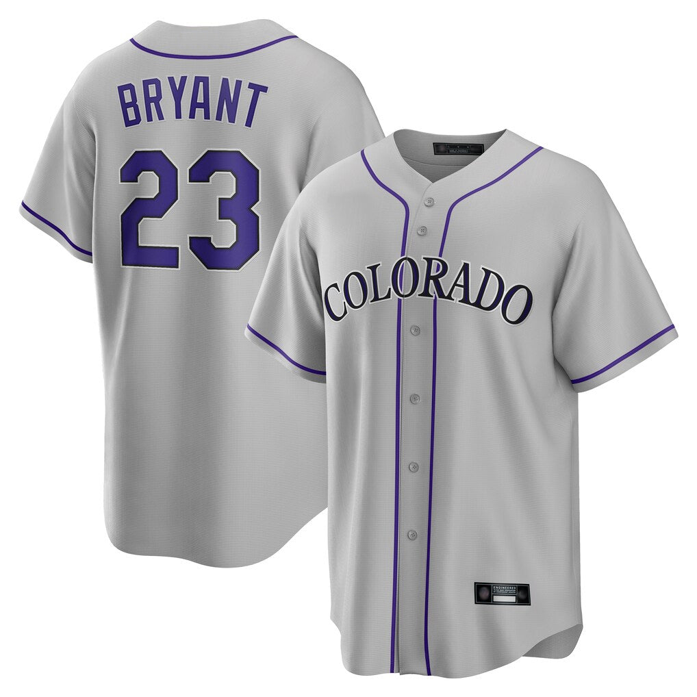 Tlead C.Rockies #23 Kris Bryant Player Gray Game Home Stitched Jerseys