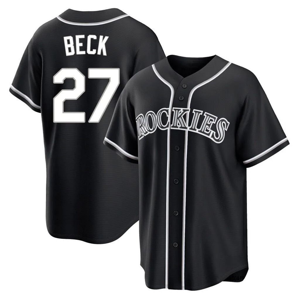Tlead C.Rockies #27 Jordan Beck Player Black Fashion Out Home Game Stitched Jerseys
