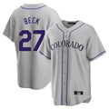Tlead C.Rockies #27 Jordan Beck Player Gray Game Home Stitched Jerseys