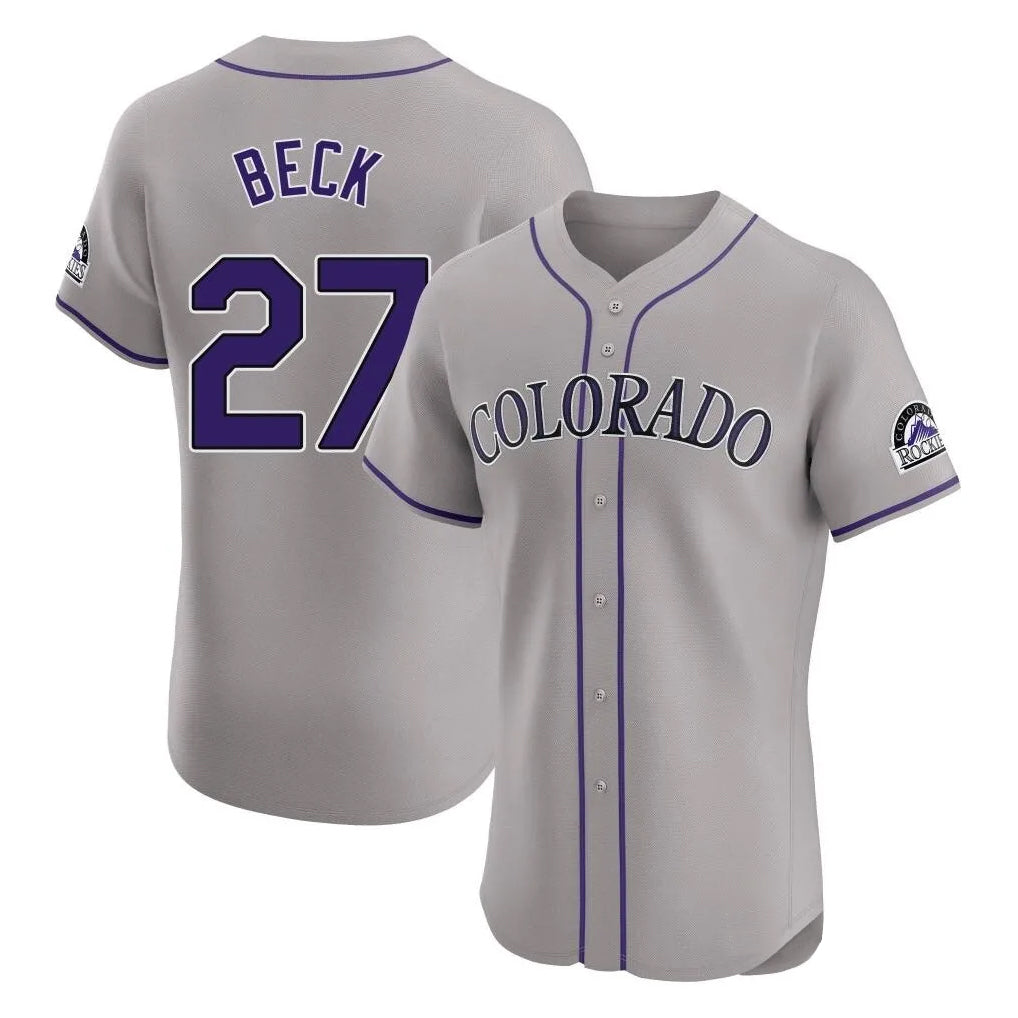 Tlead C.Rockies #27 Jordan Beck Player Gray Limited Elite Home Stitched Jerseys