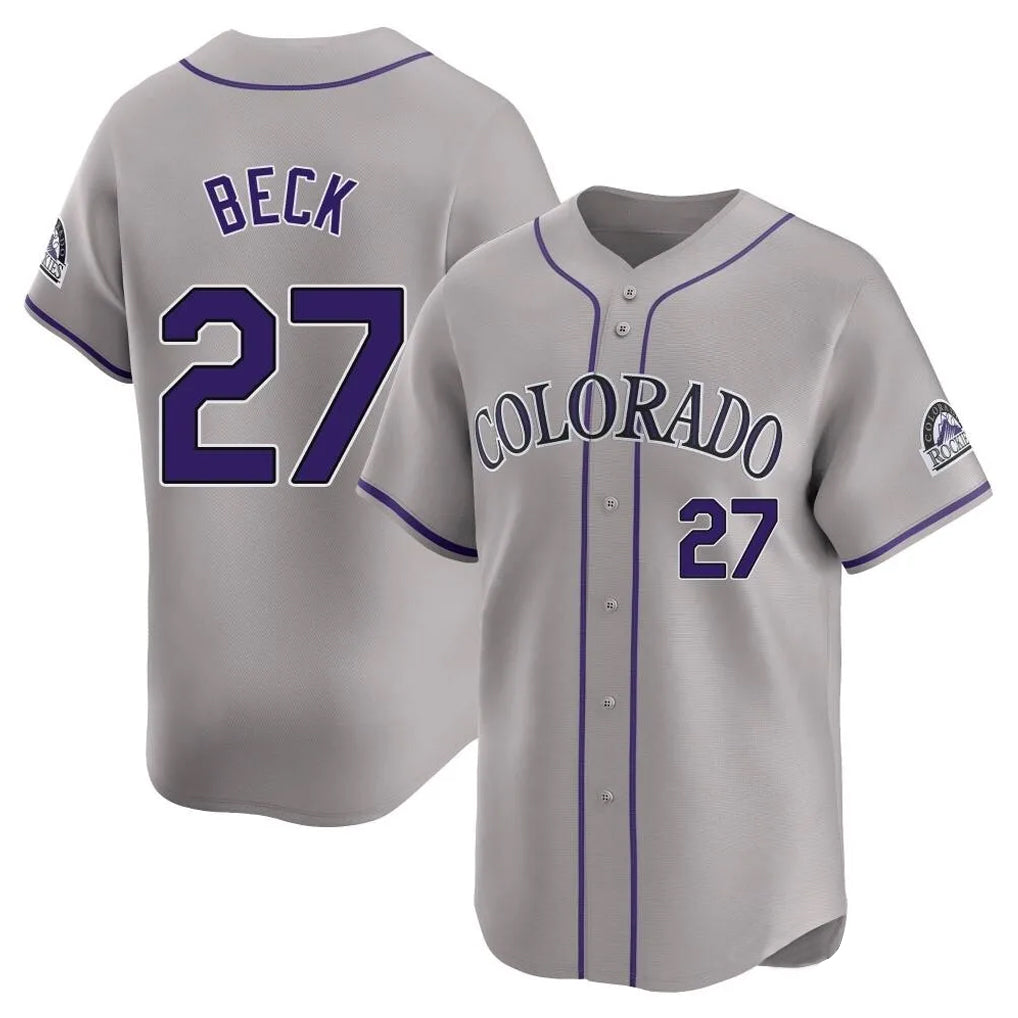 Tlead C.Rockies #27 Jordan Beck Player Gray Limited Home Stitched Jerseys