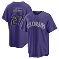 Tlead C.Rockies #27 Jordan Beck Player Purple Game Home Stitched Jerseys