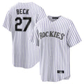 Tlead C.Rockies #27 Jordan Beck Player White Game Home Stitched Jerseys