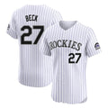 Tlead C.Rockies #27 Jordan Beck Player White Limited Elite Home Stitched Jerseys