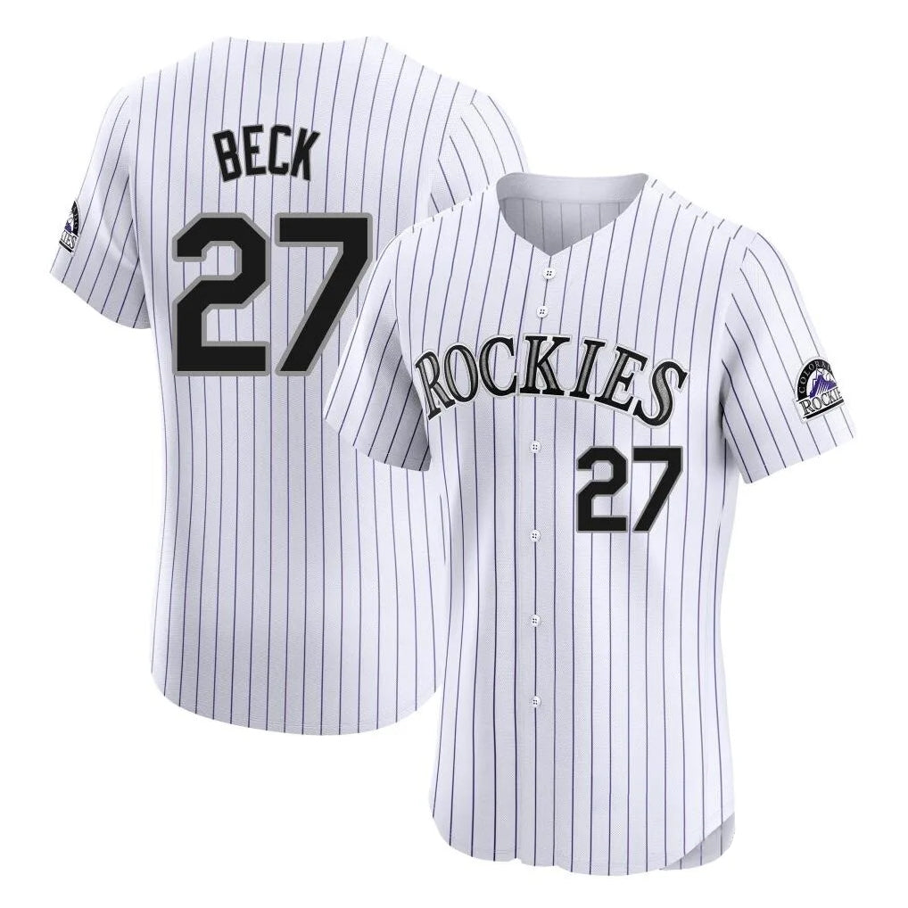Tlead C.Rockies #27 Jordan Beck Player White Limited Elite Home Stitched Jerseys