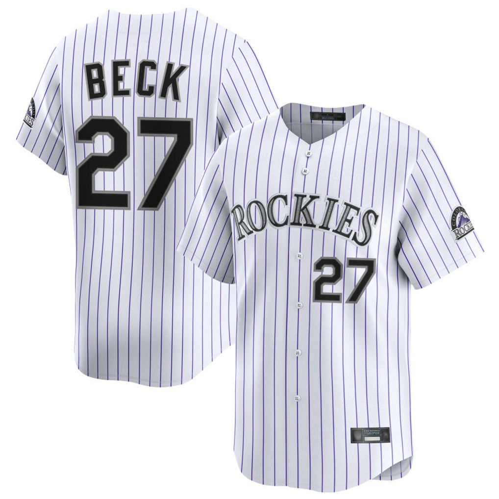 Tlead C.Rockies #27 Jordan Beck Player White Limited Home Stitched Jersey