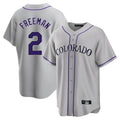 Tlead C.Rockies #2 Tyler Freeman Player Gray Game Home Stitched Jerseys