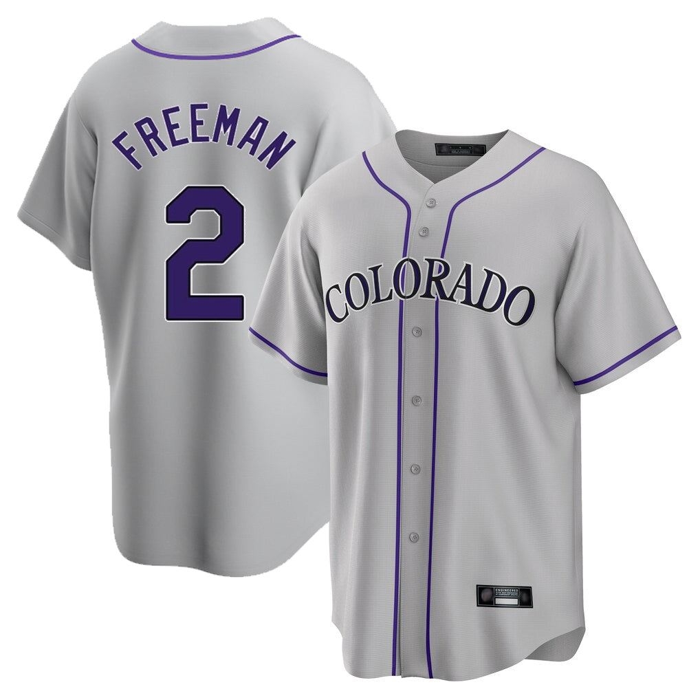 Tlead C.Rockies #2 Tyler Freeman Player Gray Game Home Stitched Jerseys