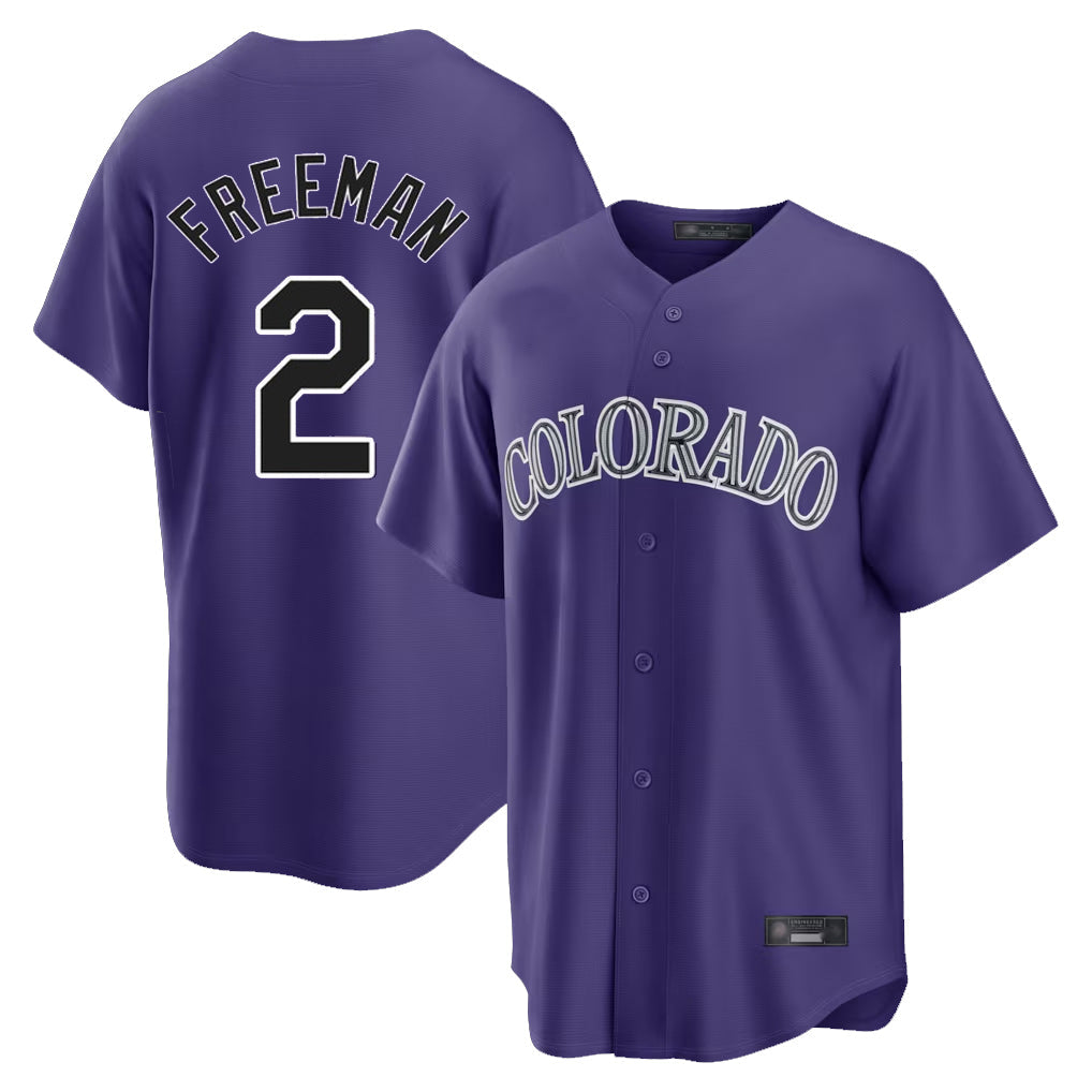 Tlead C.Rockies #2 Tyler Freeman Player Purple Game Home Stitched Jerseys