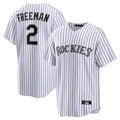 Tlead C.Rockies #2 Tyler Freeman Player White Game Home Stitched Jerseys