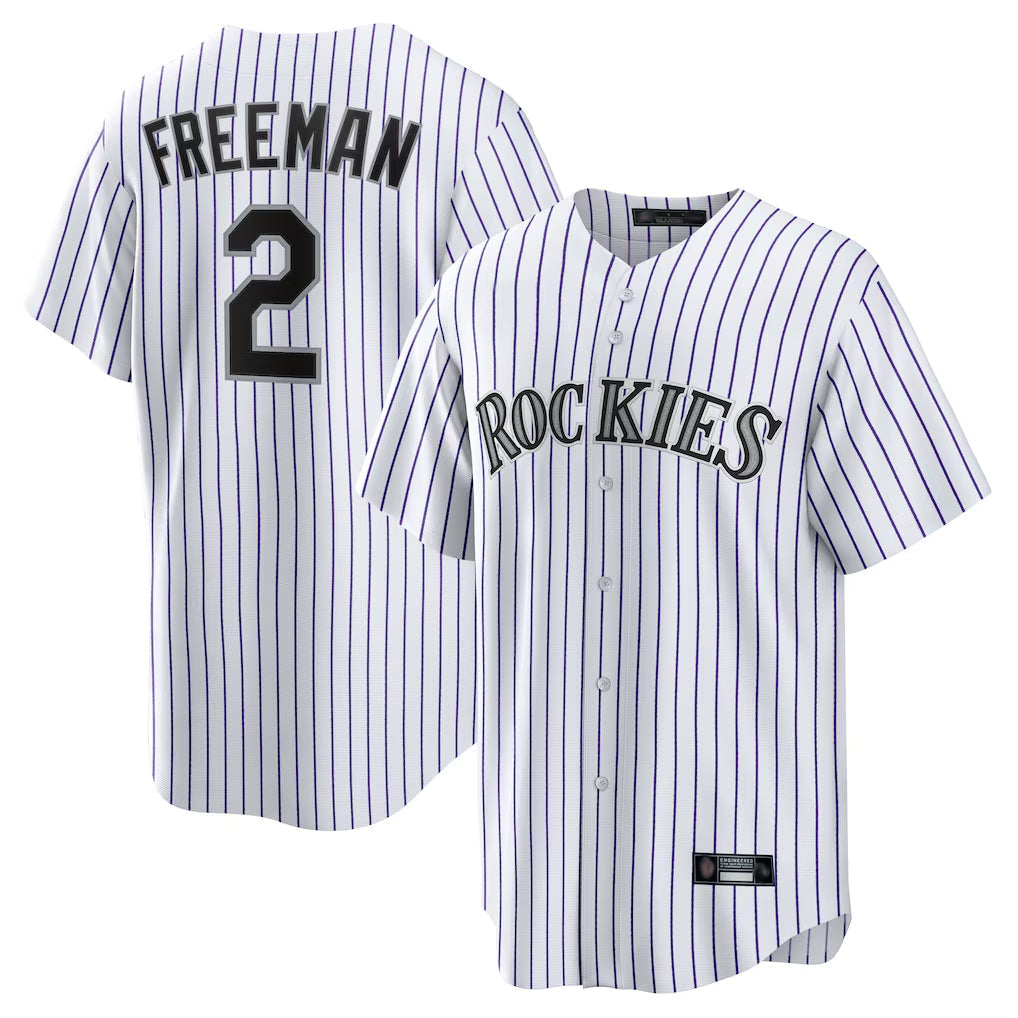 Tlead C.Rockies #2 Tyler Freeman Player White Game Home Stitched Jerseys