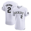 Tlead C.Rockies #2 Tyler Freeman Player White Limited Elite Home Stitched Jerseys