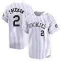Tlead C.Rockies #2 Tyler Freeman Player White Limited Home Stitched Jerseys