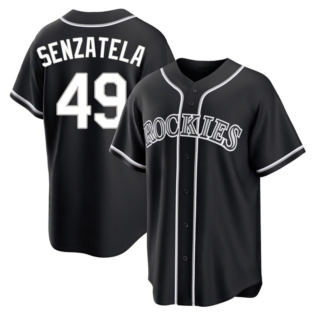 Tlead C.Rockies #49 Antonio Senzatela Player Black Fashion Out Home Game Stitched Jerseys