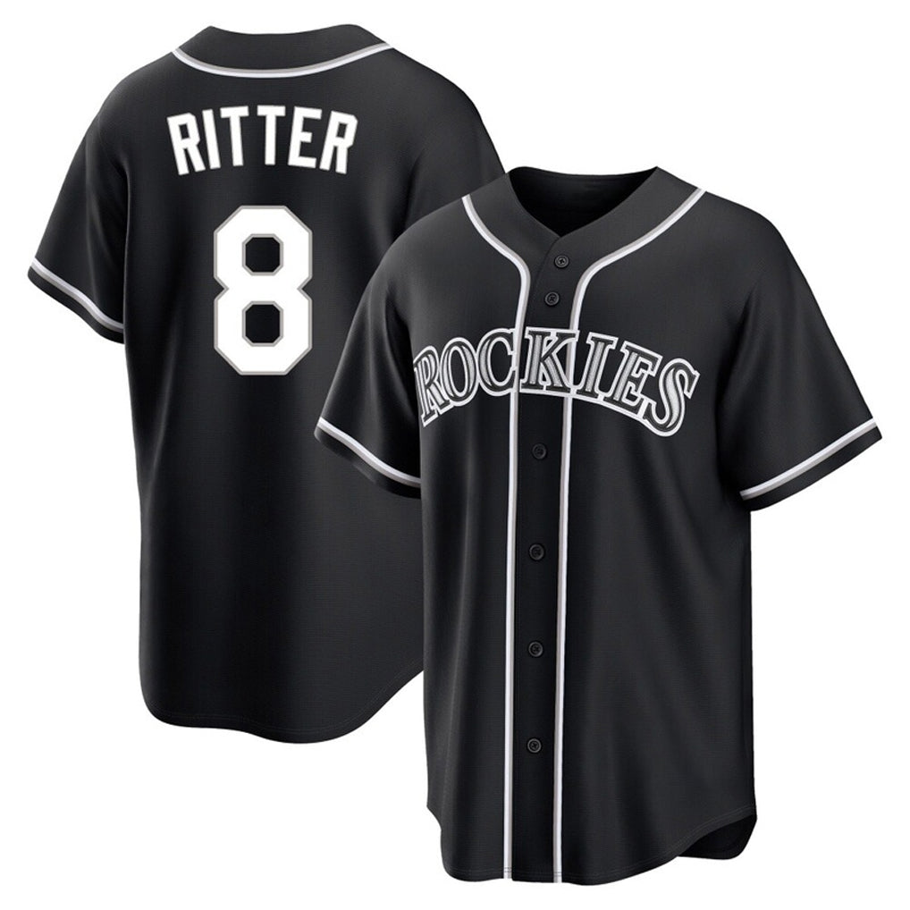 Tlead C.Rockies #8 Ryan Ritter Player Black Fashion Out Home Game Stitched Jerseys