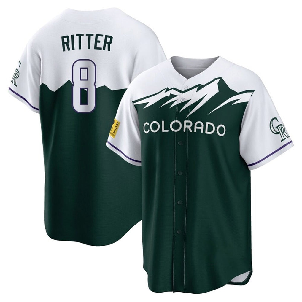 Tlead C.Rockies #8 Ryan Ritter Player Green City Connect Home Game Stitched Jerseys