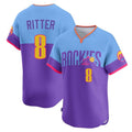 Tlead C.Rockies #8 Ryan Ritter Player Purple-Light Blue City Connect Limited Home T-shirt Stitched Jerseys