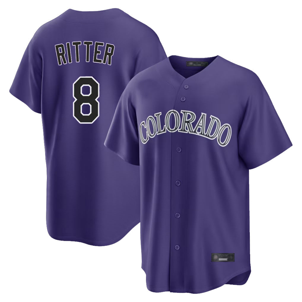Tlead C.Rockies #8 Ryan Ritter Player Purple Game Home Stitched Jerseys
