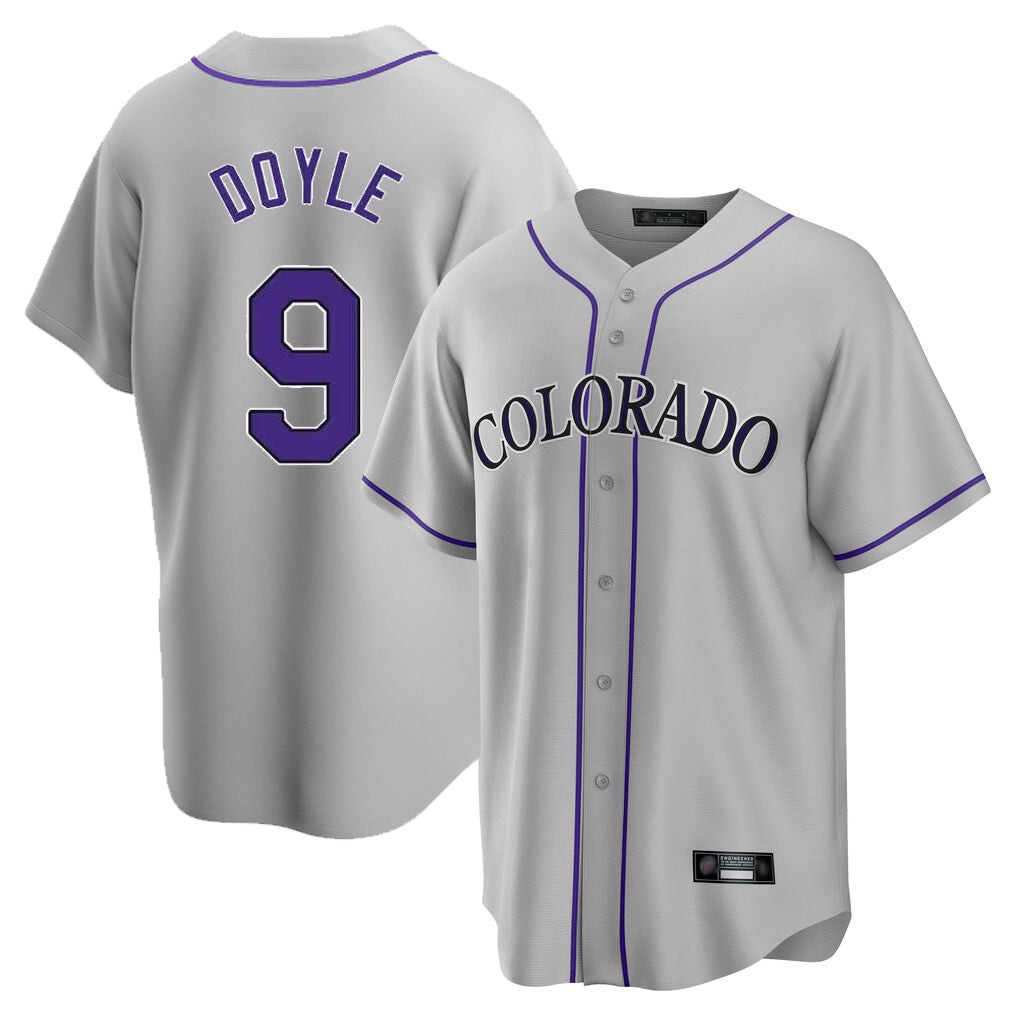 Tlead C.Rockies #9 Brenton Doyle Player Gray Game Home Stitched Jerseys