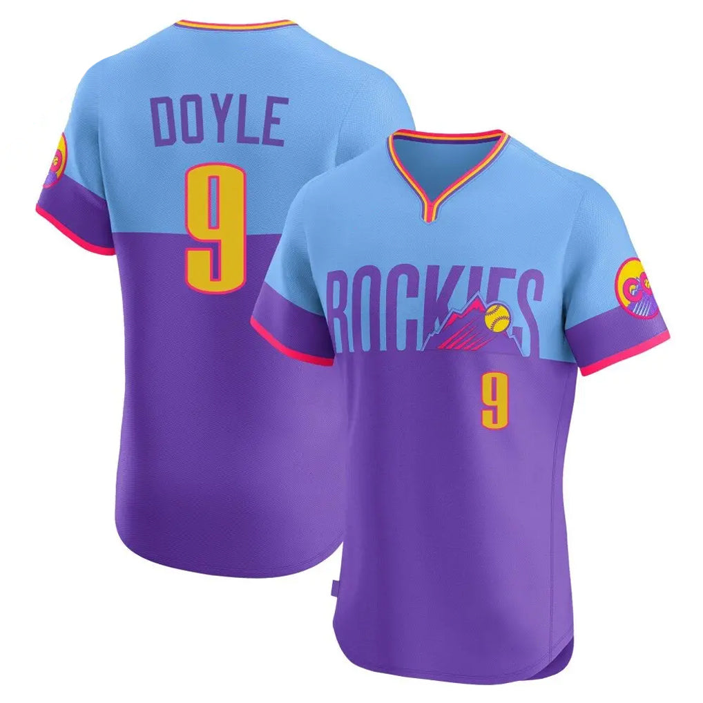 Tlead C.Rockies #9 Brenton Doyle Player Purple-Light Blue City Connect Limited Elite Home T-shirt Stitched Jerseys