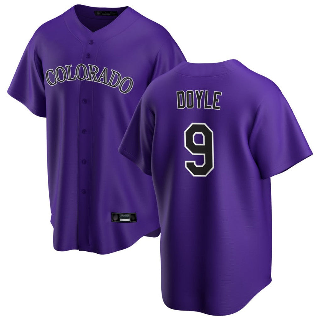 Tlead C.Rockies #9 Brenton Doyle Player Purple Game Home Stitched Jerseys