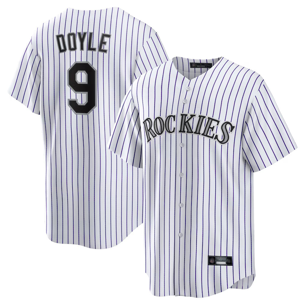 Tlead C.Rockies #9 Brenton Doyle Player White Game Home Stitched Jerseys