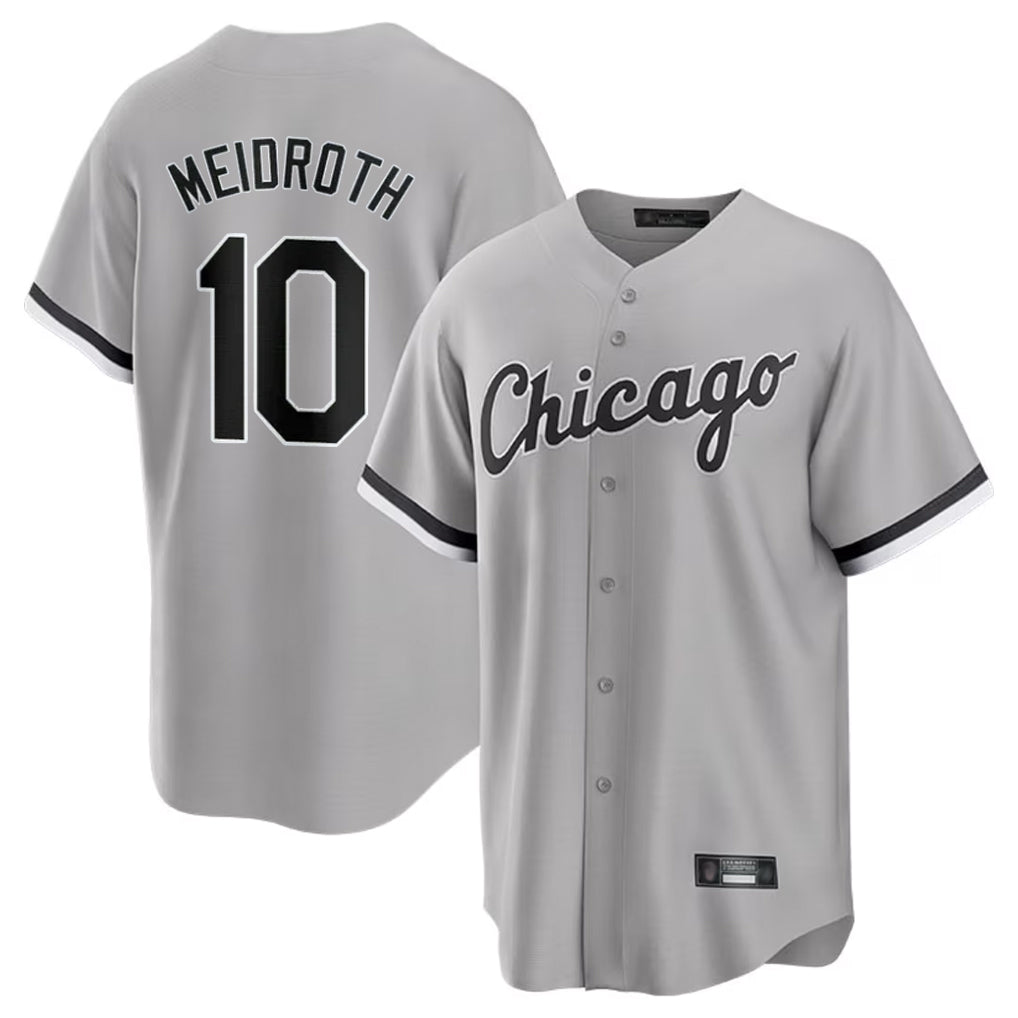 Tlead C.White Sox #10 Chase Meidroth Player Gray Home Game Stitched Jerseys