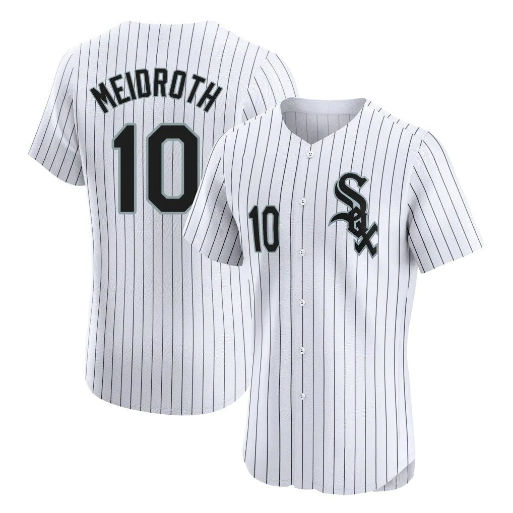 Tlead C.White Sox #10 Chase Meidroth Player White Stripe Limited Elite Home Stitched Jerseys