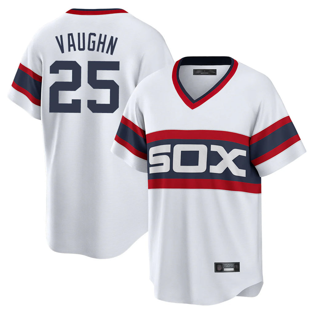 Tlead C.White Sox #25 Andrew Vaughn Player White Stripe Limited Home Stitched Jerseys