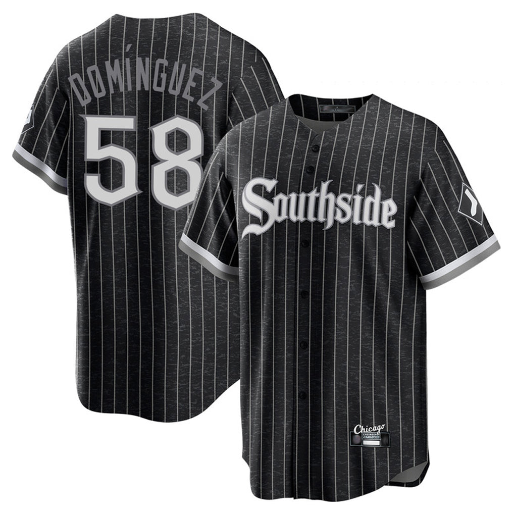 Tlead C.White Sox #58 Seranthony Dom¡§anguez Player Black City Connect Home Game Stitched Jerseys
