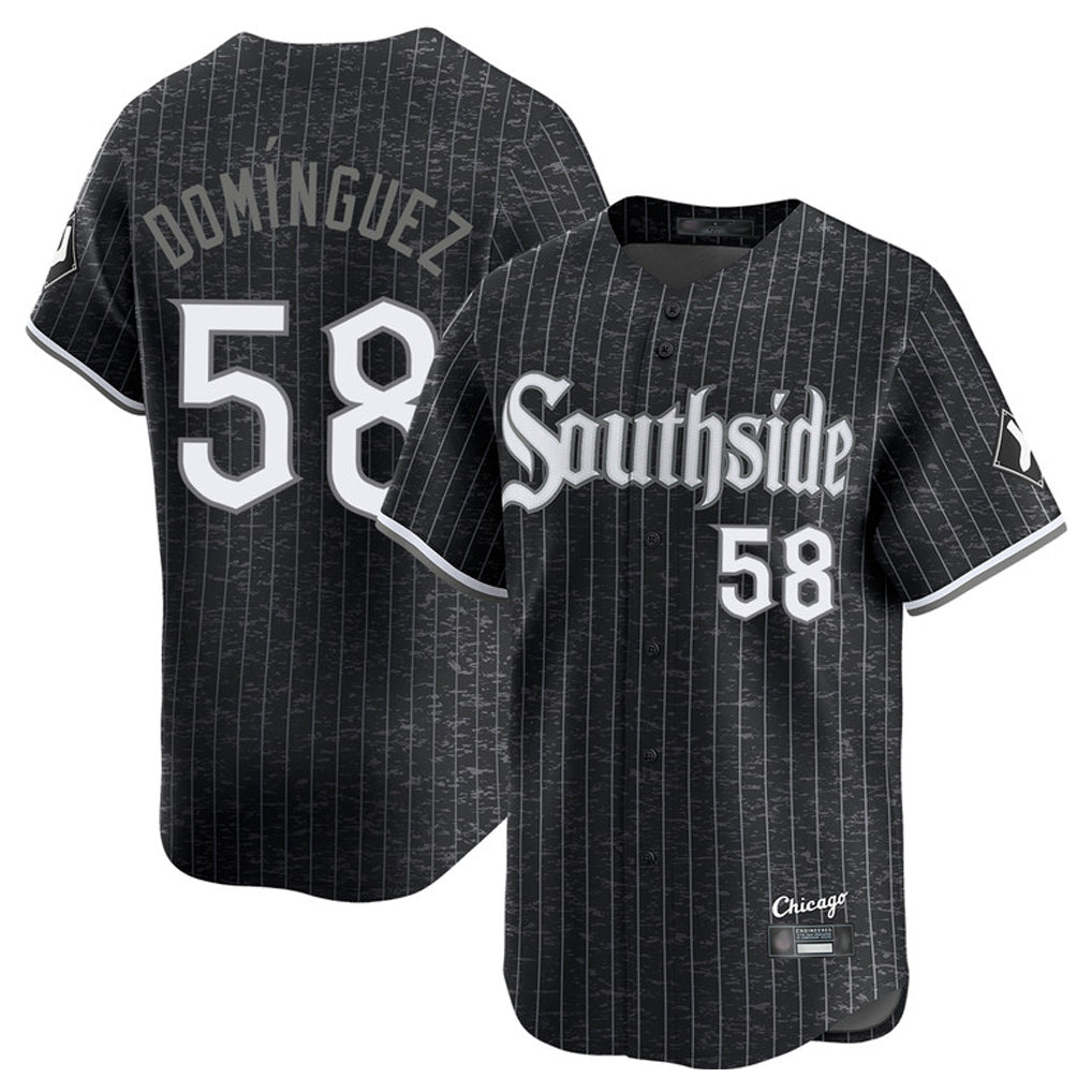 Tlead C.White Sox #58 Seranthony Dom¡§anguez Player Black City Connect Limited Home Stitched Jerseys