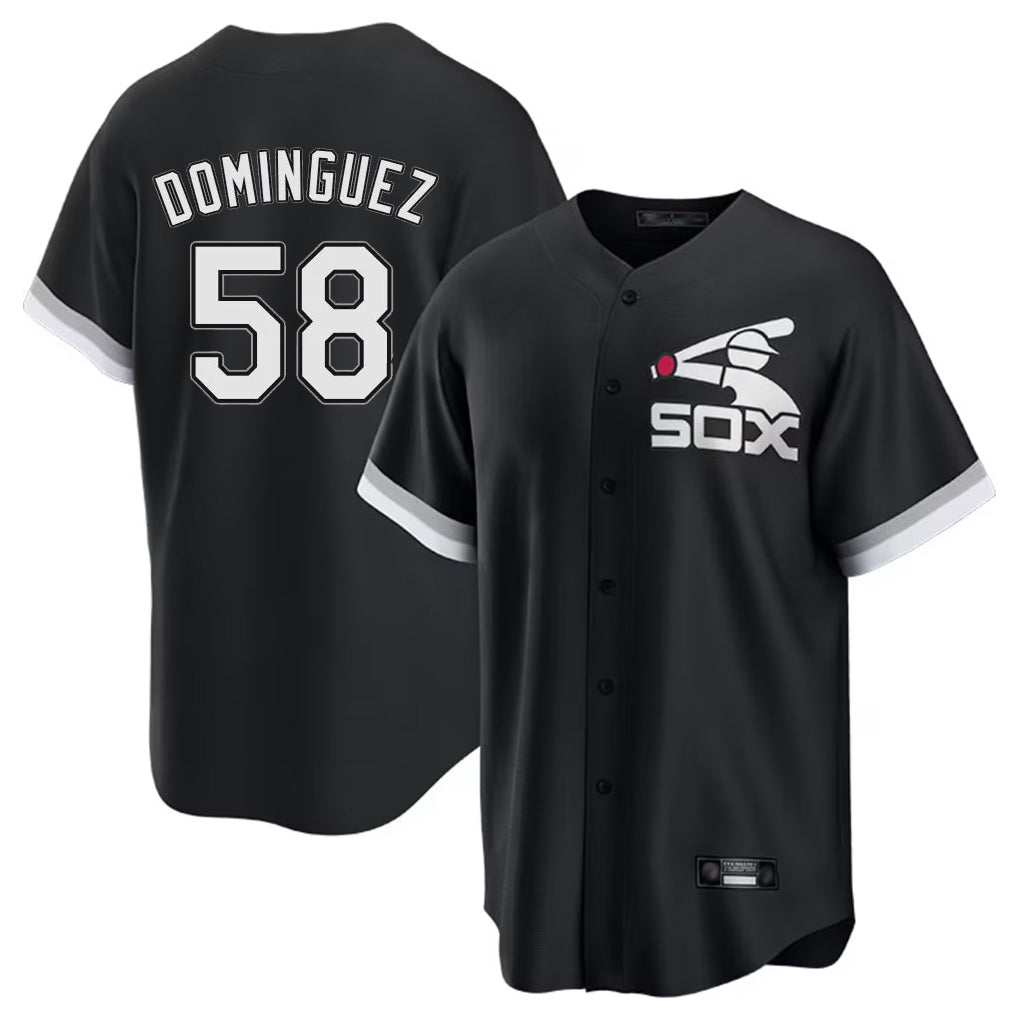 Tlead C.White Sox #58 Seranthony Dom¡§anguez Player Black Spring Training Game Stitched Jerseys