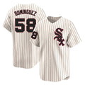 Tlead C.White Sox #58 Seranthony Dom¡§anguez Player Cream Cooperstown Collection Limited Home Stitched Jerseys