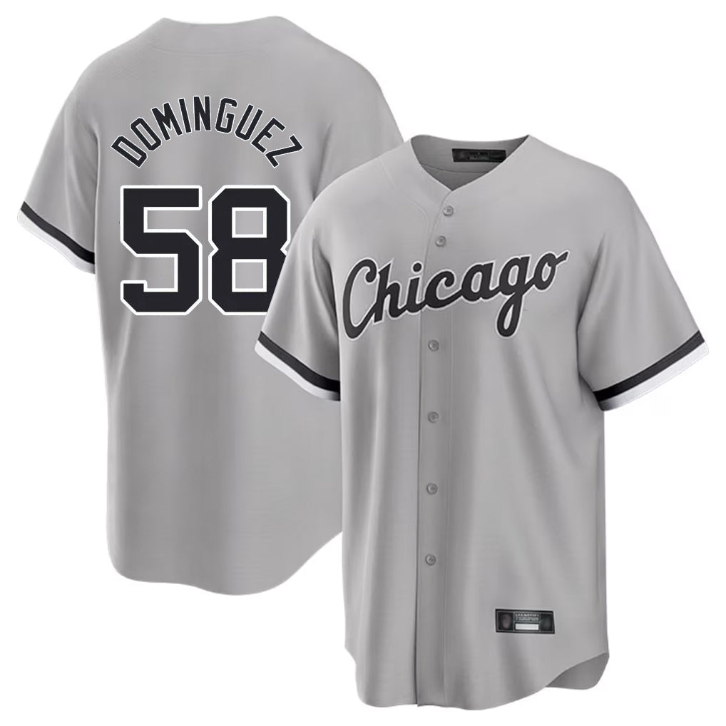 Tlead C.White Sox #58 Seranthony Dom¡§anguez Player Gray Home Game Stitched Jerseys