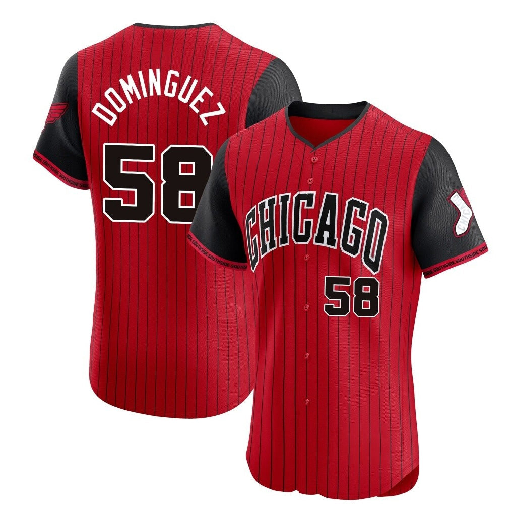 Tlead C.White Sox #58 Seranthony Dom¡§anguez Player Red City Connect Limited Elite Home Stitched Jerseys