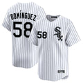 Tlead C.White Sox #58 Seranthony Dom¡§anguez Player White Stripe Limited Home Stitched Jerseys