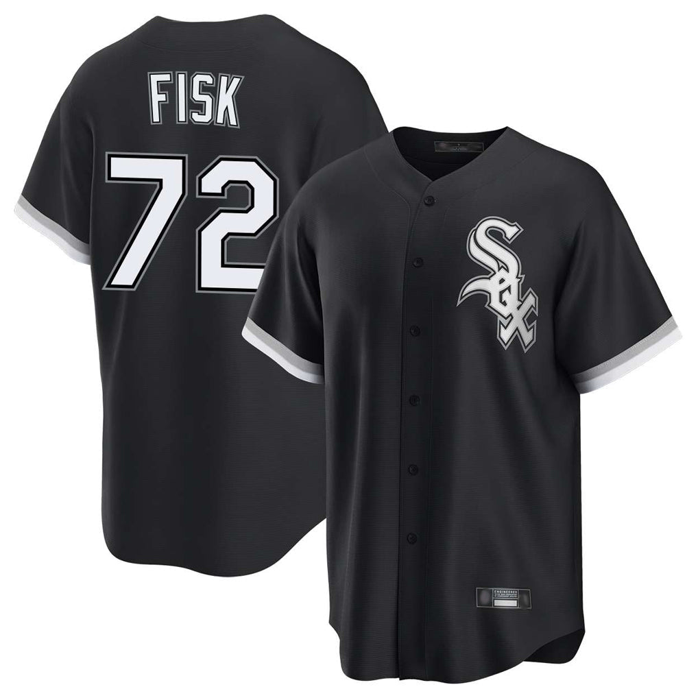 Tlead C.White Sox #72 Carlton Fisk Player Black Home Game Stitched Jerseys