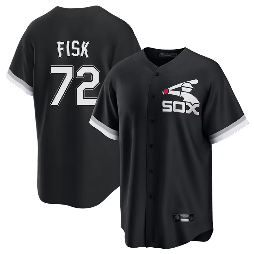Tlead C.White Sox #72 Carlton Fisk Player Black Spring Training Game Stitched Jerseys