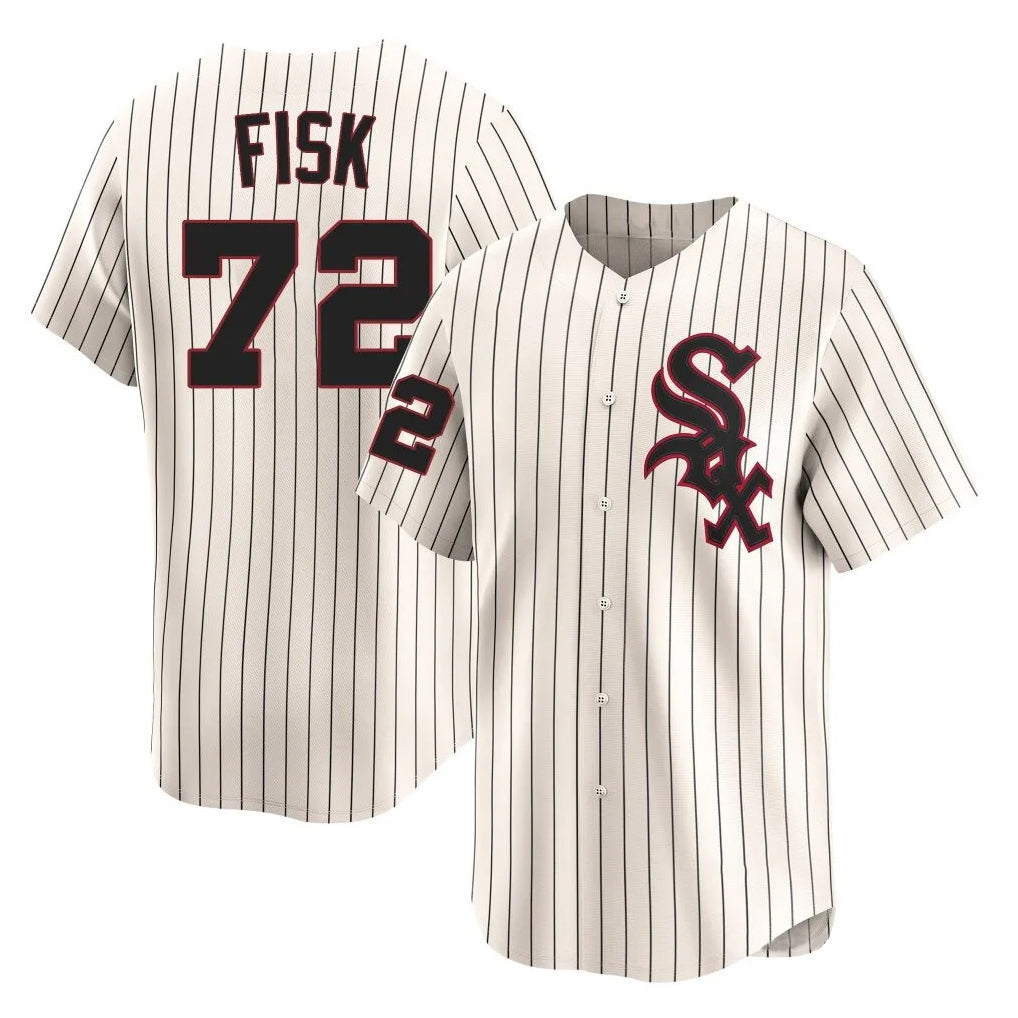 Tlead C.White Sox #72 Carlton Fisk Player Cream Cooperstown Collection Limited Home Stitched Jerseys
