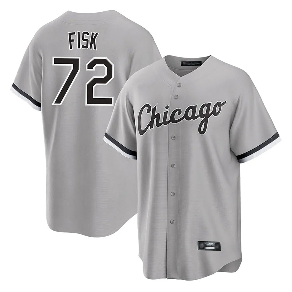 Tlead C.White Sox #72 Carlton Fisk Player Gray Home Game Stitched Jerseys
