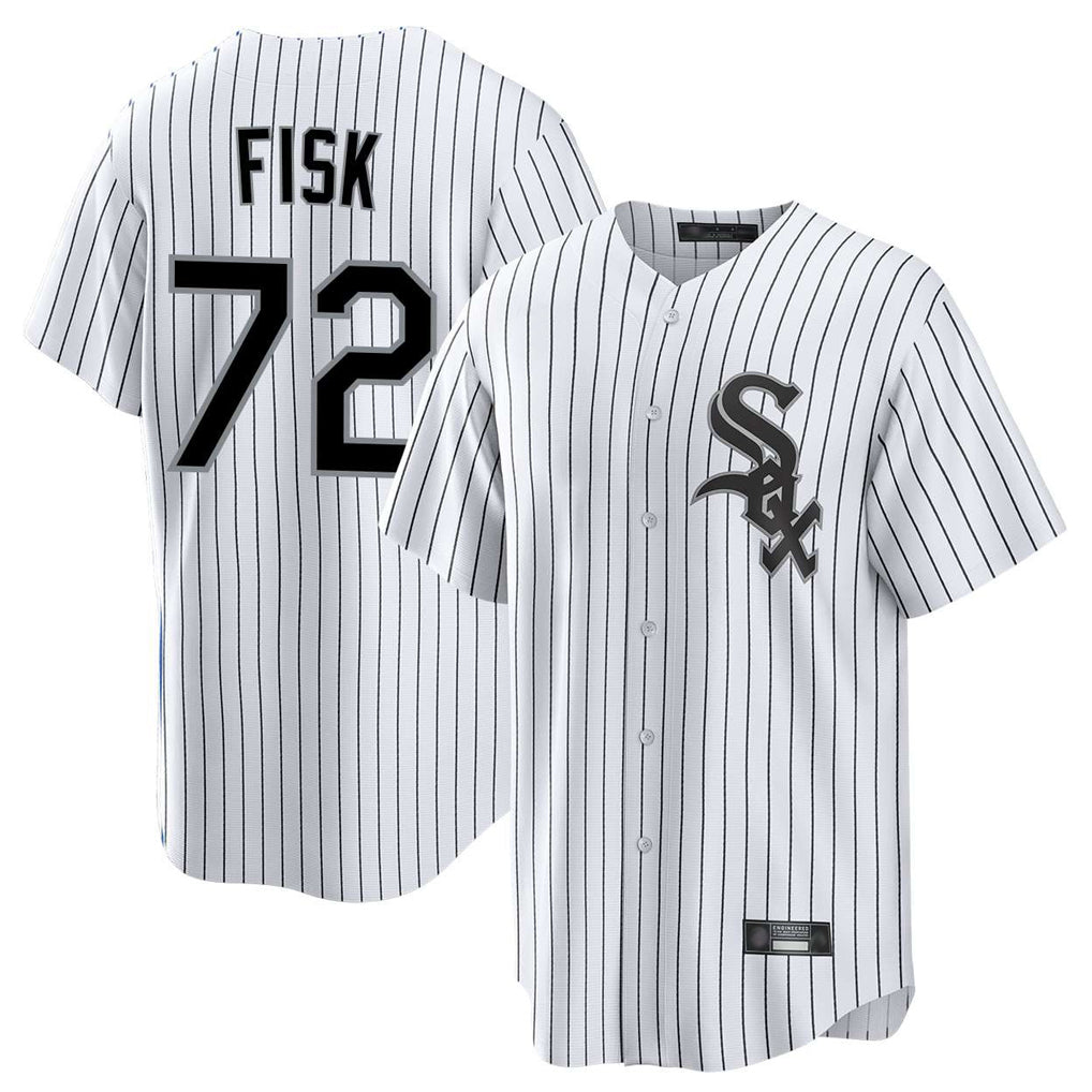 Tlead C.White Sox #72 Carlton Fisk Player White Stripe Home Game Stitched Jerseys
