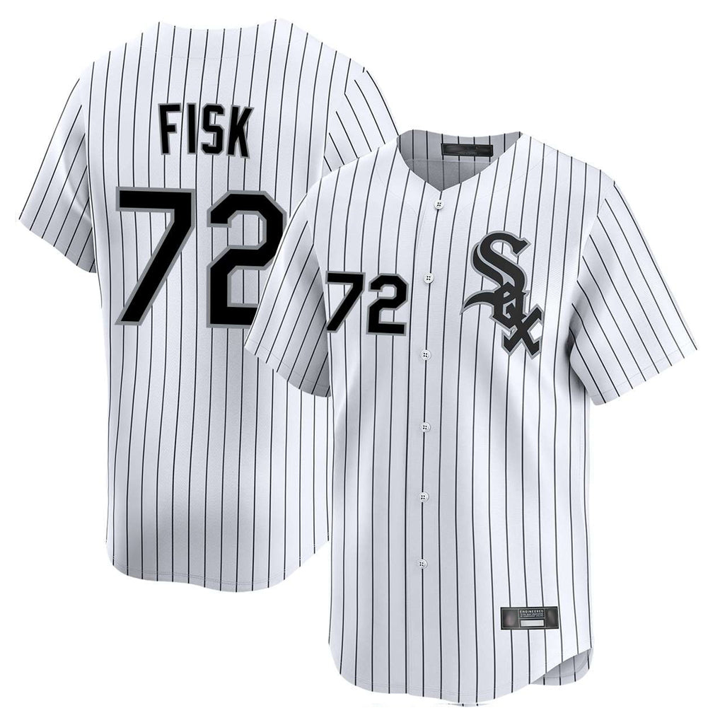 Tlead C.White Sox #72 Carlton Fisk Player White Stripe Limited Home Stitched Jerseys