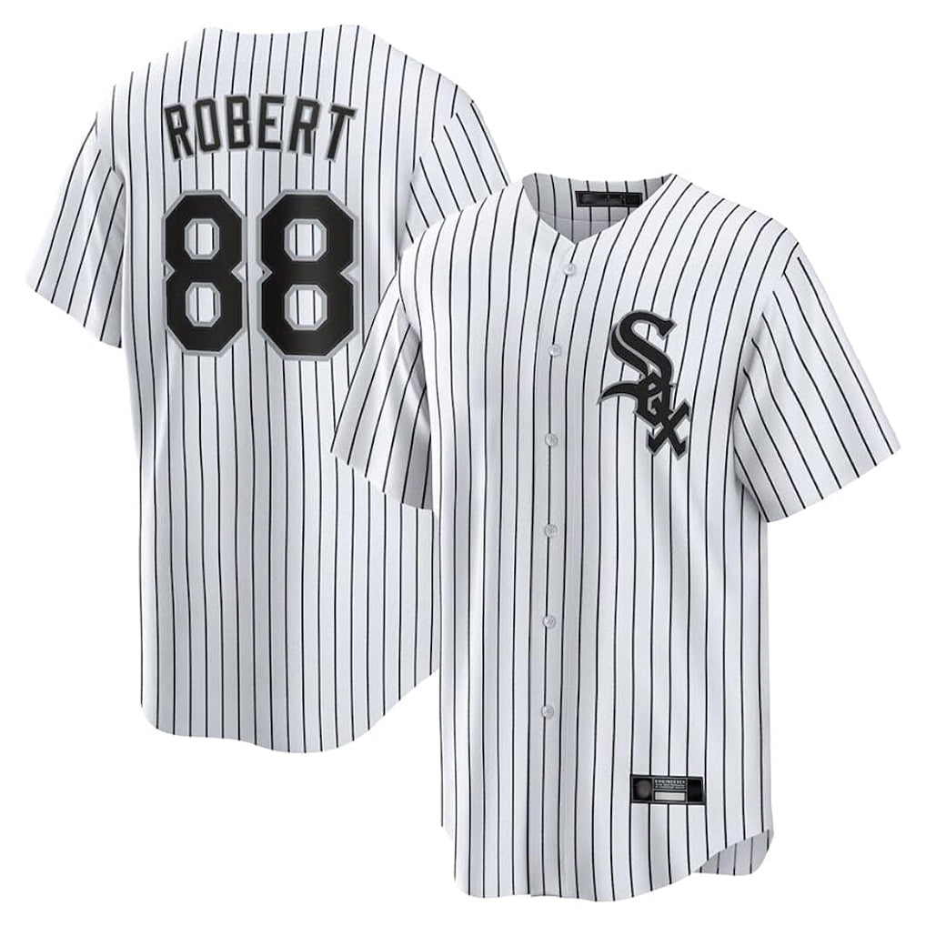 Tlead C.White Sox #88 Luis Robert Jr Player White Stripe Home Game Stitched Jerseys