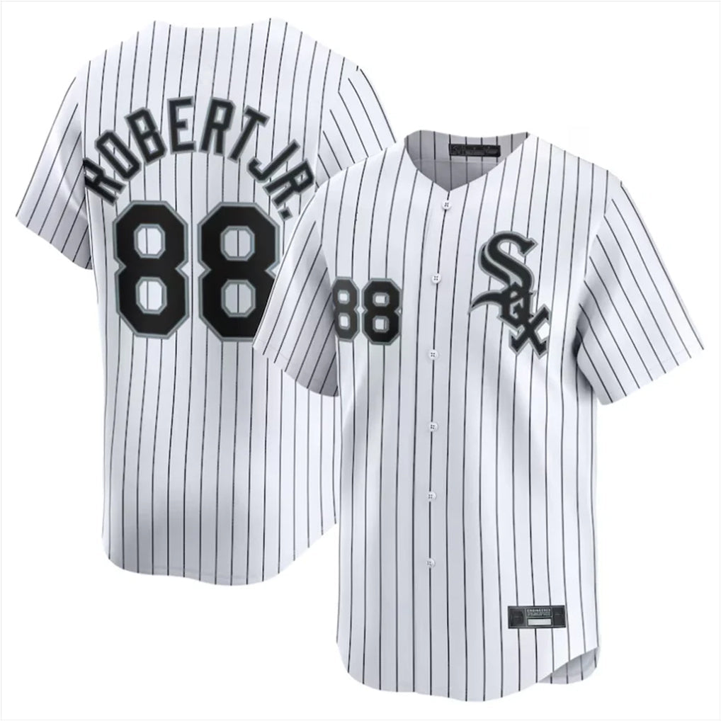 Tlead C.White Sox #88 Luis Robert Jr Player White Stripe Limited Home Stitched Jerseys